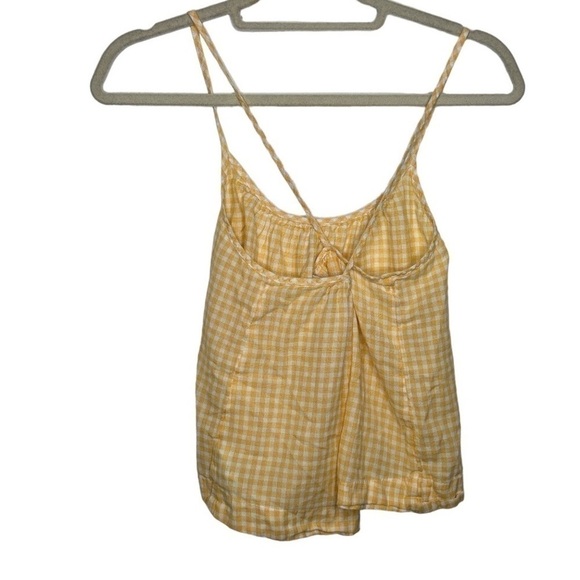 Gathered Pajama Cami Top in Saffron Gingham Yellow Size XS - Picture 4 of 5